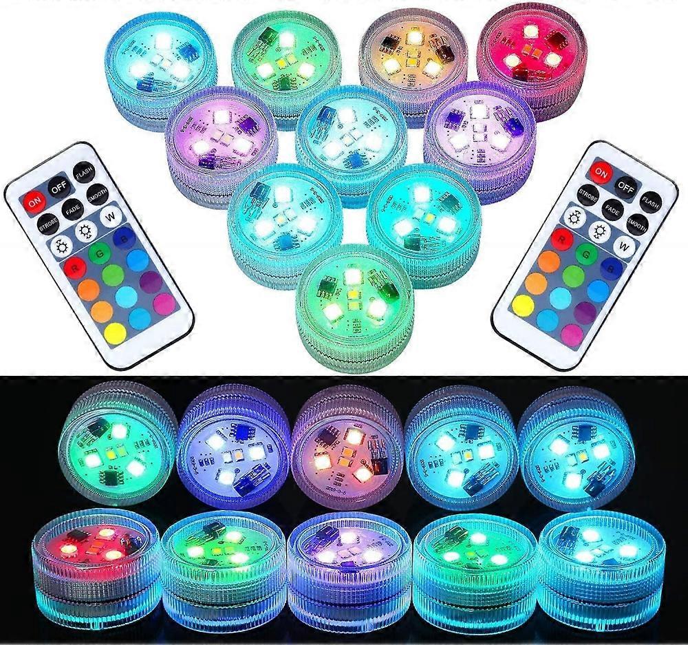 Mini Underwater Lights RGB Multi-Colored 10pcs Waterproof