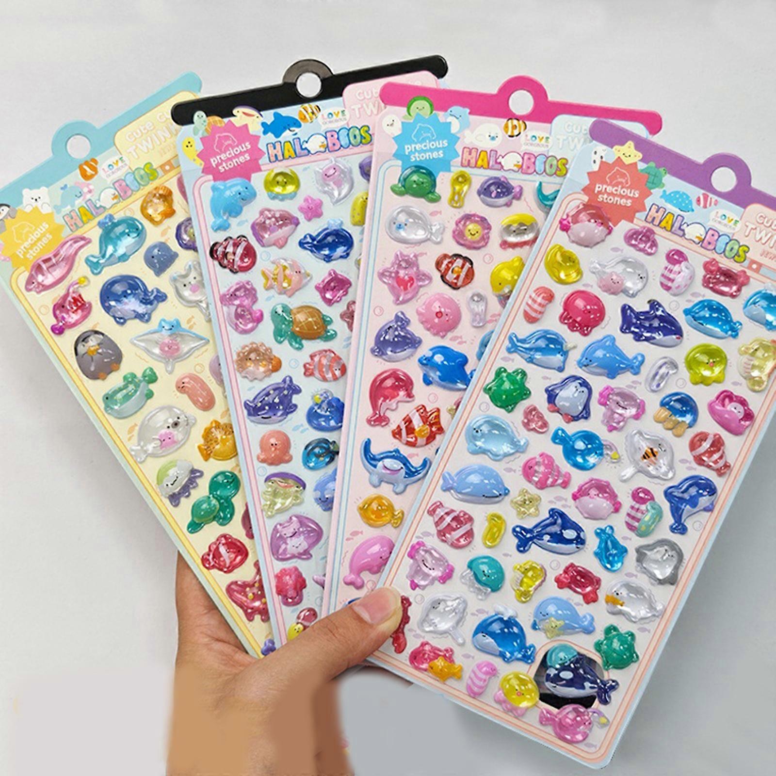Cute 3D Sticker Cartoon Sticker Tiny Handcraft Sticker Reusable Tiny Patches for Water Bottle, Notebook, Scrapbooking Multicolor
