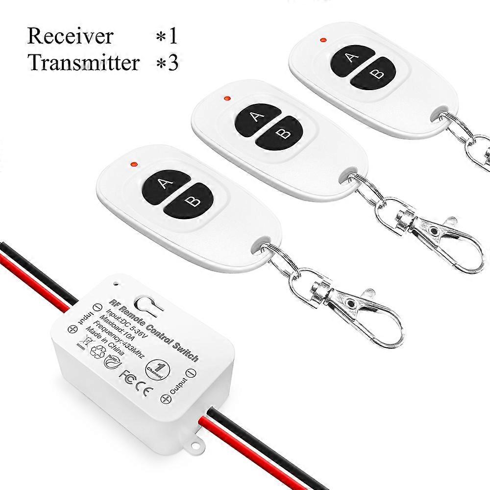 433Mhz Wireless Remote Control Switch 10A DC 6V 12V 24V 30V 36V Mini RF Relay Receiver Transmitter for Pumps Light Lamp LED Fan