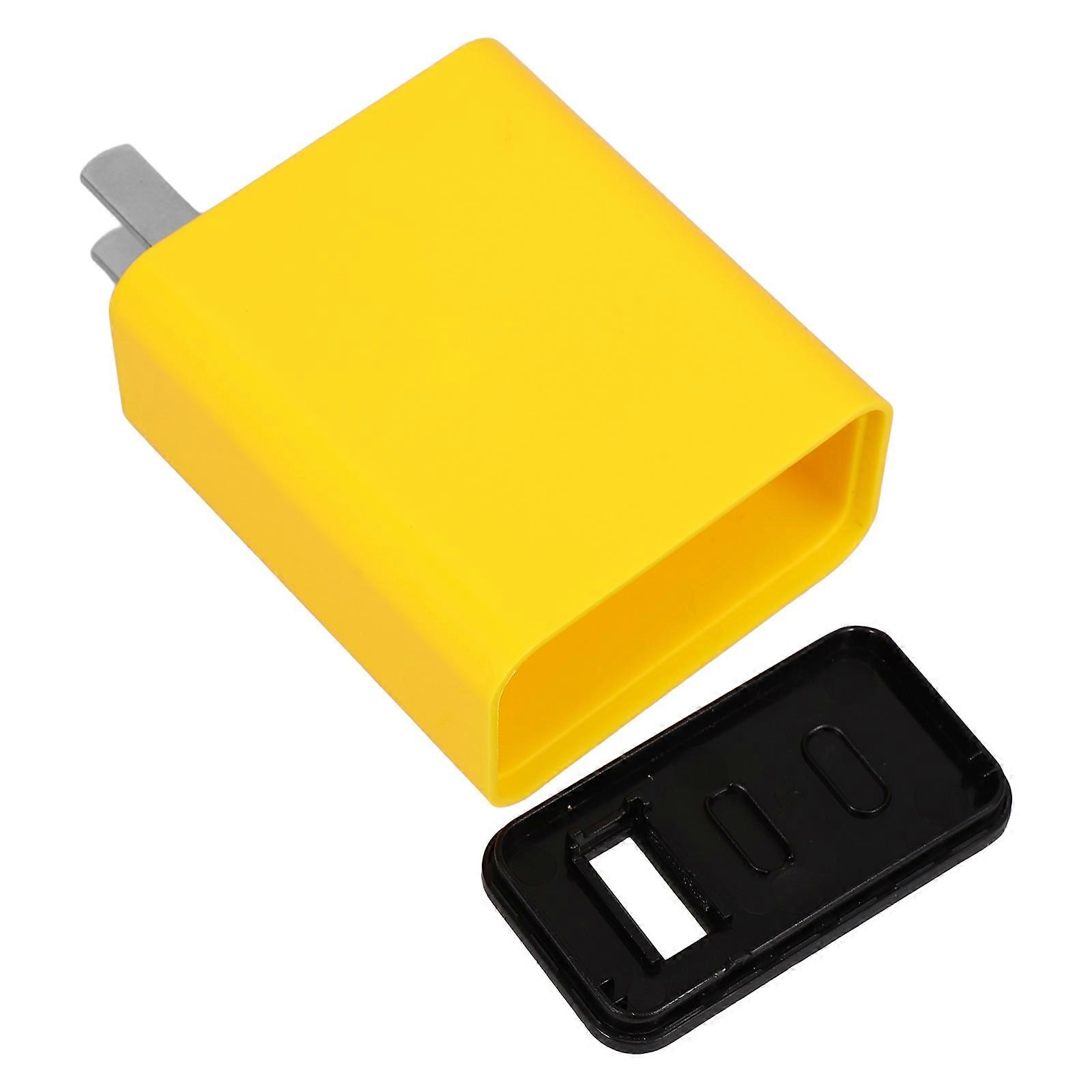 Hidden Storage Box Charger Plug for Secure Use Yellow Plastic Case