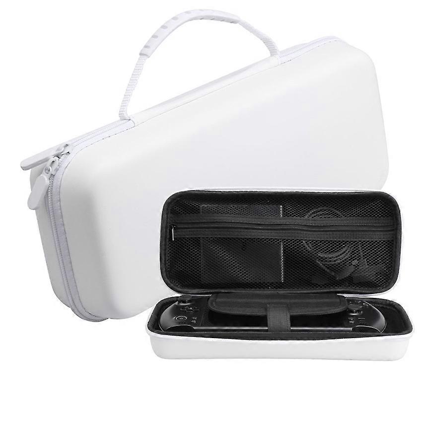 Handheld Console Storage Case for GPD Win5 Gaming Console  Leather-Textured Waterproof Shockproof Carry Bag Accessories (White）