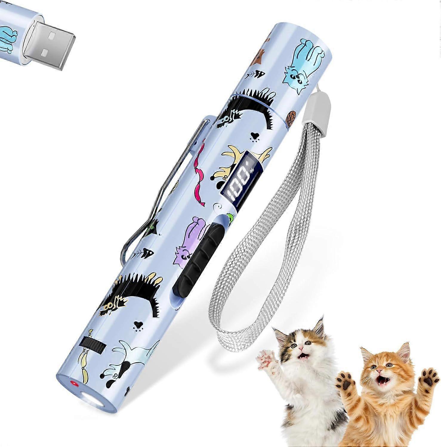 Cat Toy, Battery Level Display Screen, Rechargeable, 5 Funny Patterns, Interactive Kitten Pet Dog Chase Light Cat Toy for Playing Exercise