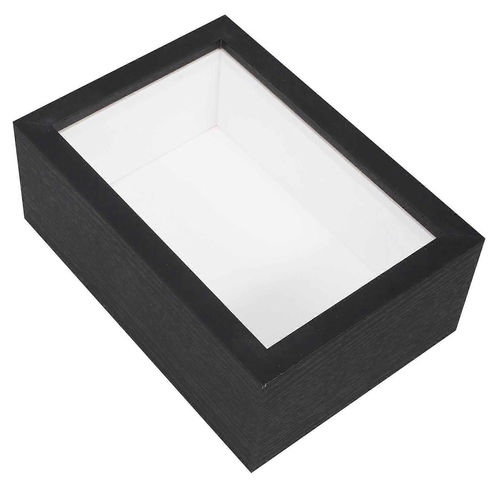 Keepsake Container Shadow Box Photo Frame Craft Enthusiasts Black Wood 1Pack