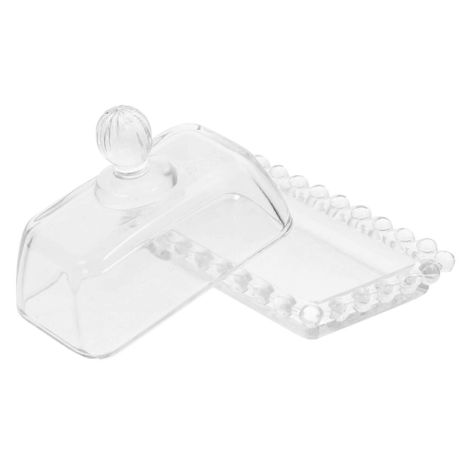Glass Butter Dish with Lid, Pearl Edge Butter Keeper for Countertop Storage and Elegant Freshness
