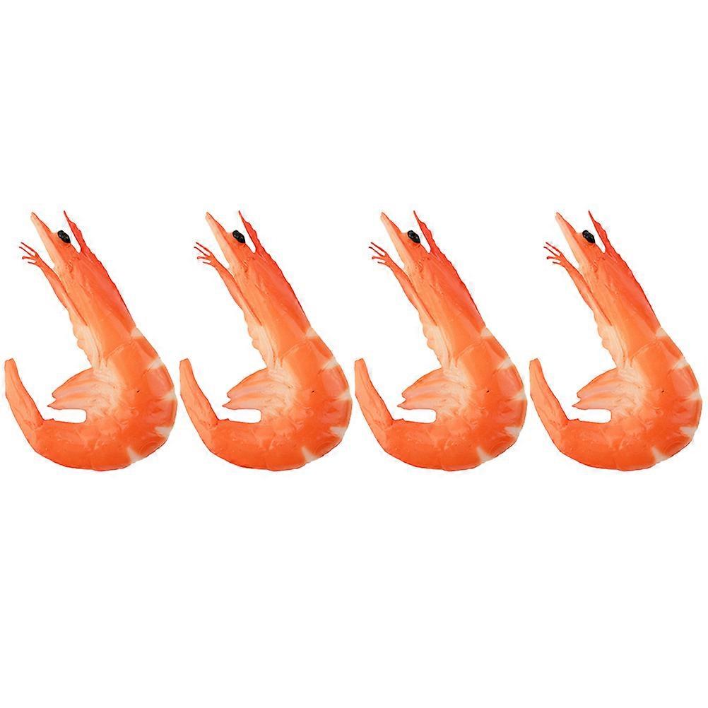 Artificial Shrimp Model for Decor 8Pcs Fake Food Realistic Red