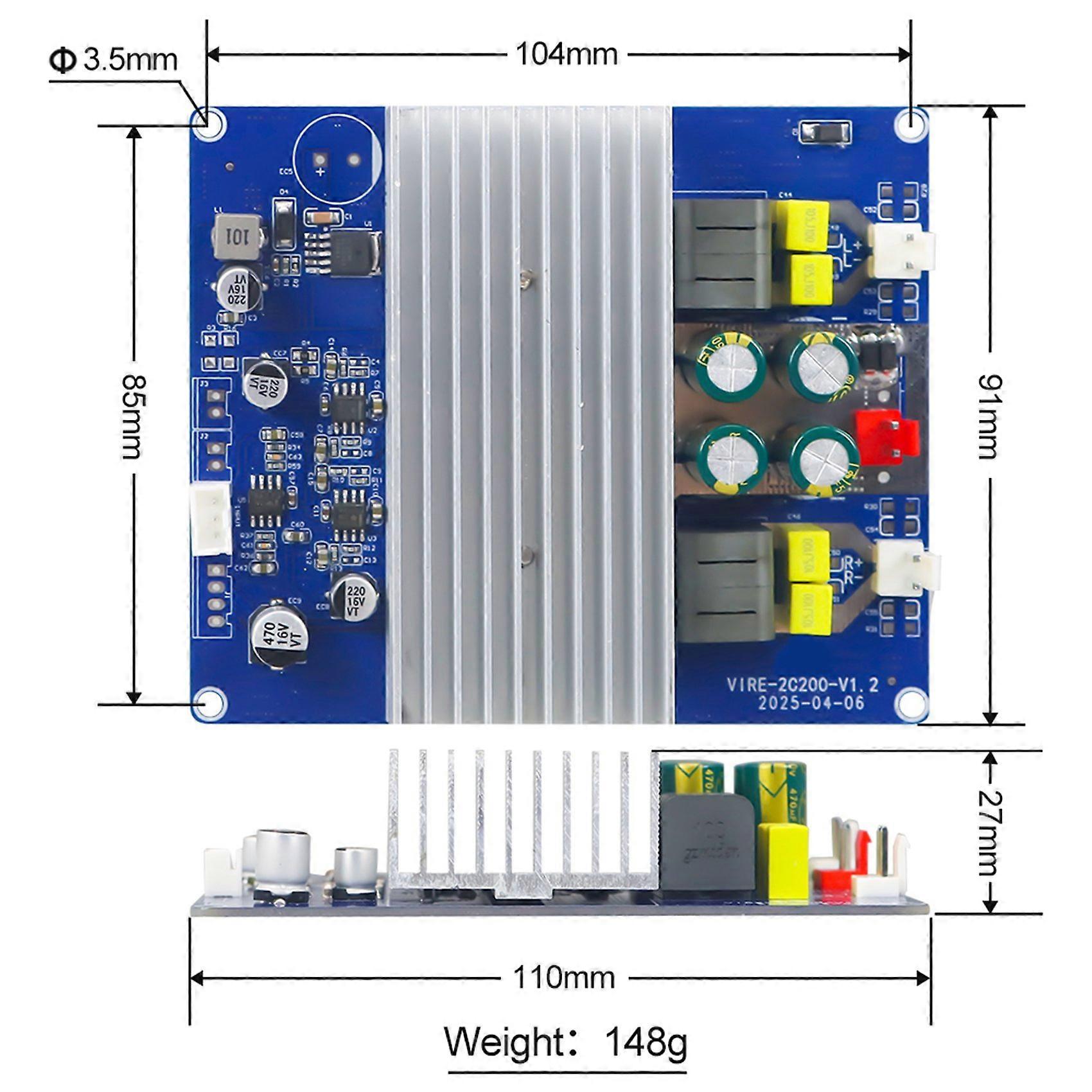 TPA3251 Class D Verstärkerplatine – 2x200W, DC 24-38V, Für Subwoofer & Heimkino, Mit NE5532, Alu-Kühlkörper, Schutzschaltungen