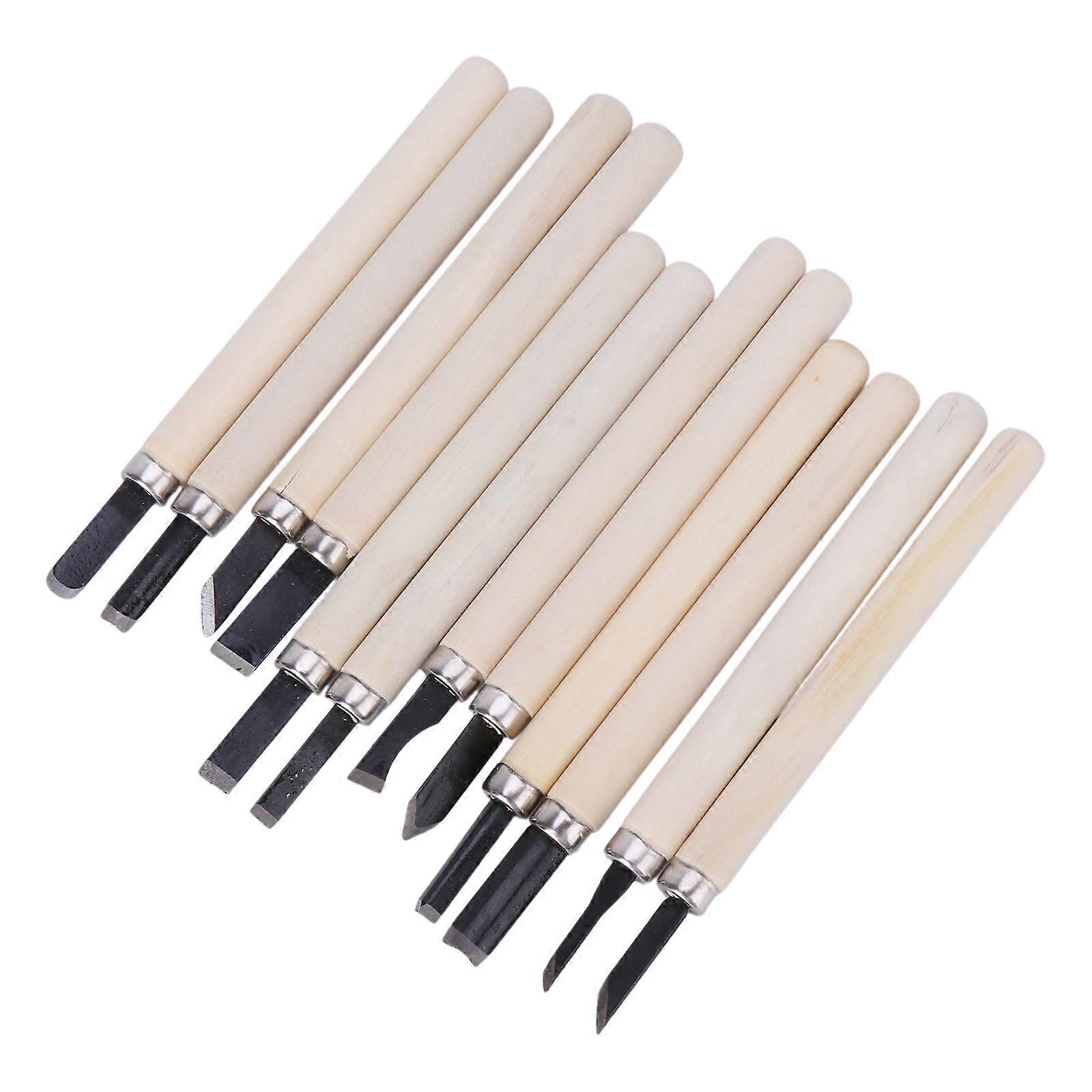 12pc Professional Wood Carving Hand Chisel Knife Tool Set Woodworkers Gouges Multicolor