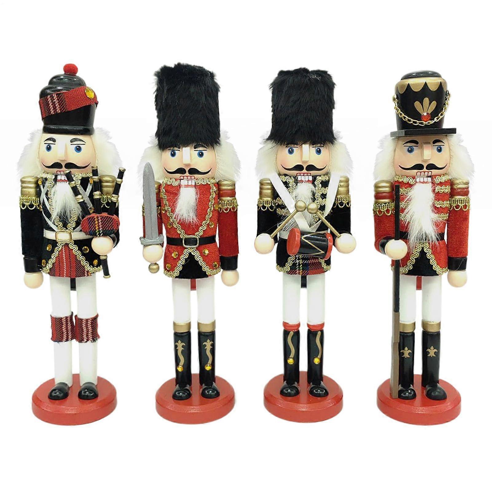 Wooden Nutcracker Christmas Decorations Handpainted Figurines for Mantel Table Shelf Yard