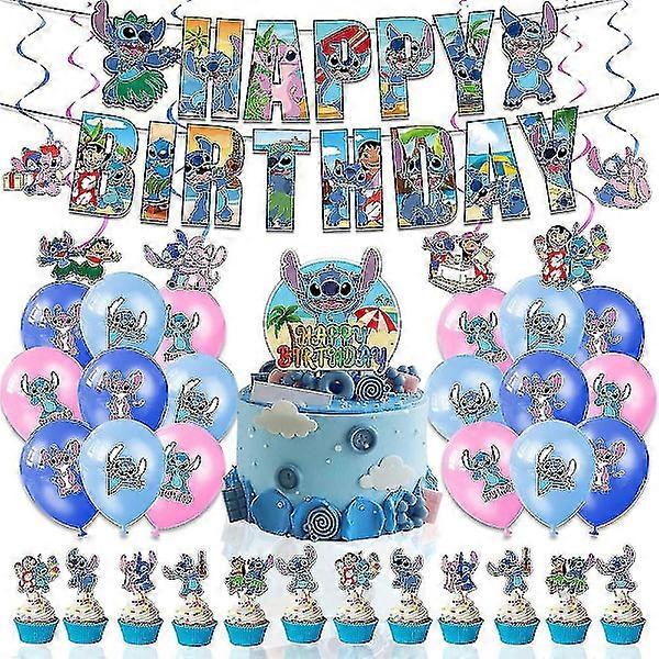 Lilo & Stitch Theme Latex Balloon Set, Happy Birthday