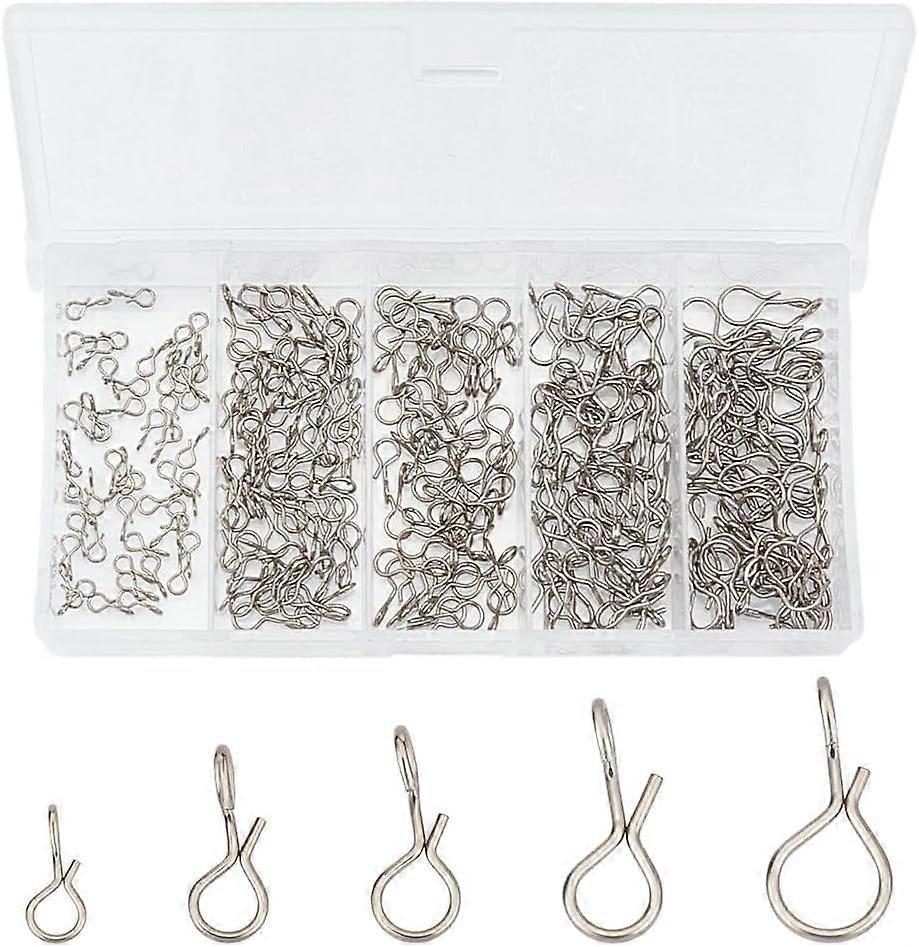 250 pcs Platinum Fly Fishing Snaps Twist Clips 5 Sizes Stainless Steel Quick Change Lure Snaps No Knot Fast Snap Lure Connector for Flies Hooks Jigs T