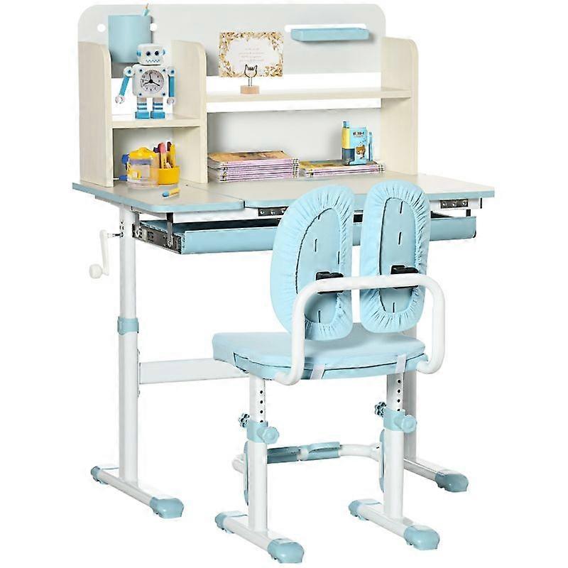 Kids Study Desk Set with Shelves and Soft Cove