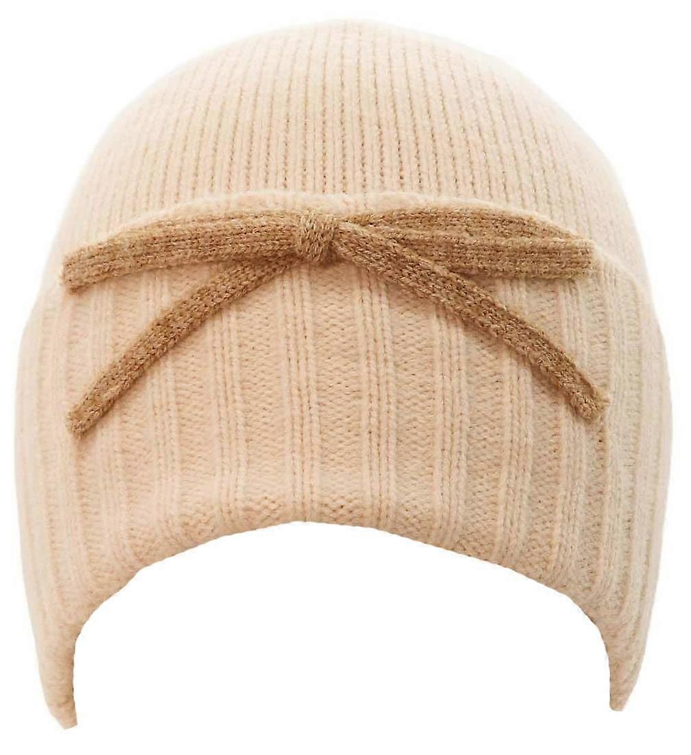 Zelly Bow Detail Beanie Hat - Cream/Beige