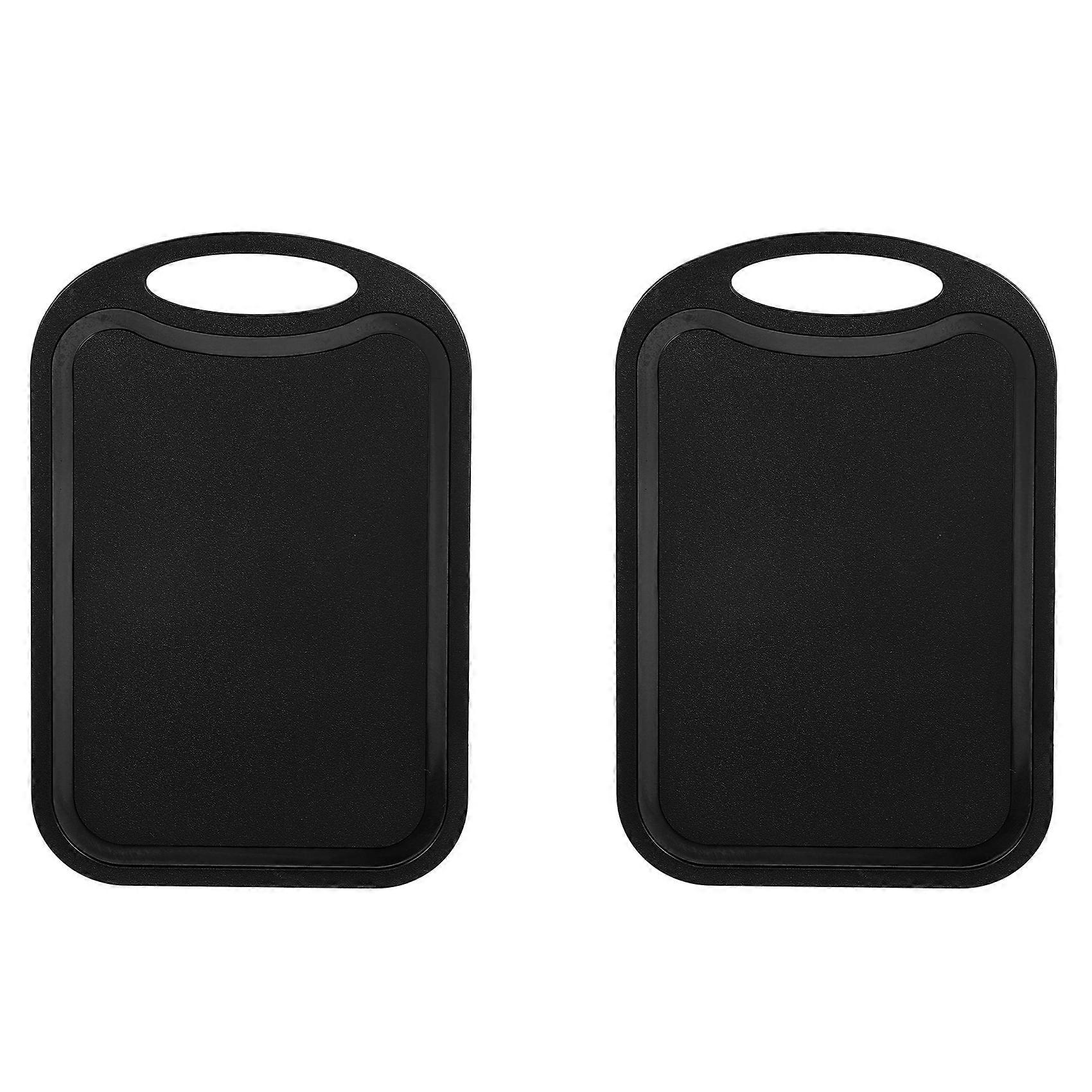 2X Plastic Chopping Block Meat Vegetable Cutting Board Non-Slip Anti Overflow with Hang Hole Chopping Board Black