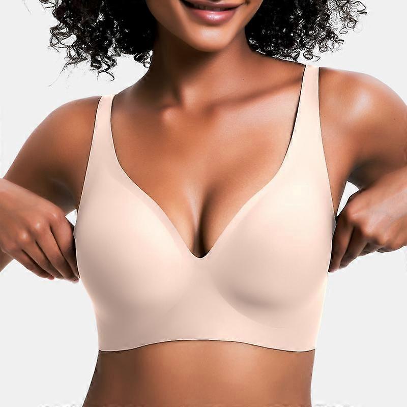 VRCOMFY Jelly Soutiens-gorge sans armatures, confortables et sans coutures, style push-up, à décolleté plongeant, parfaits pour tous les jours