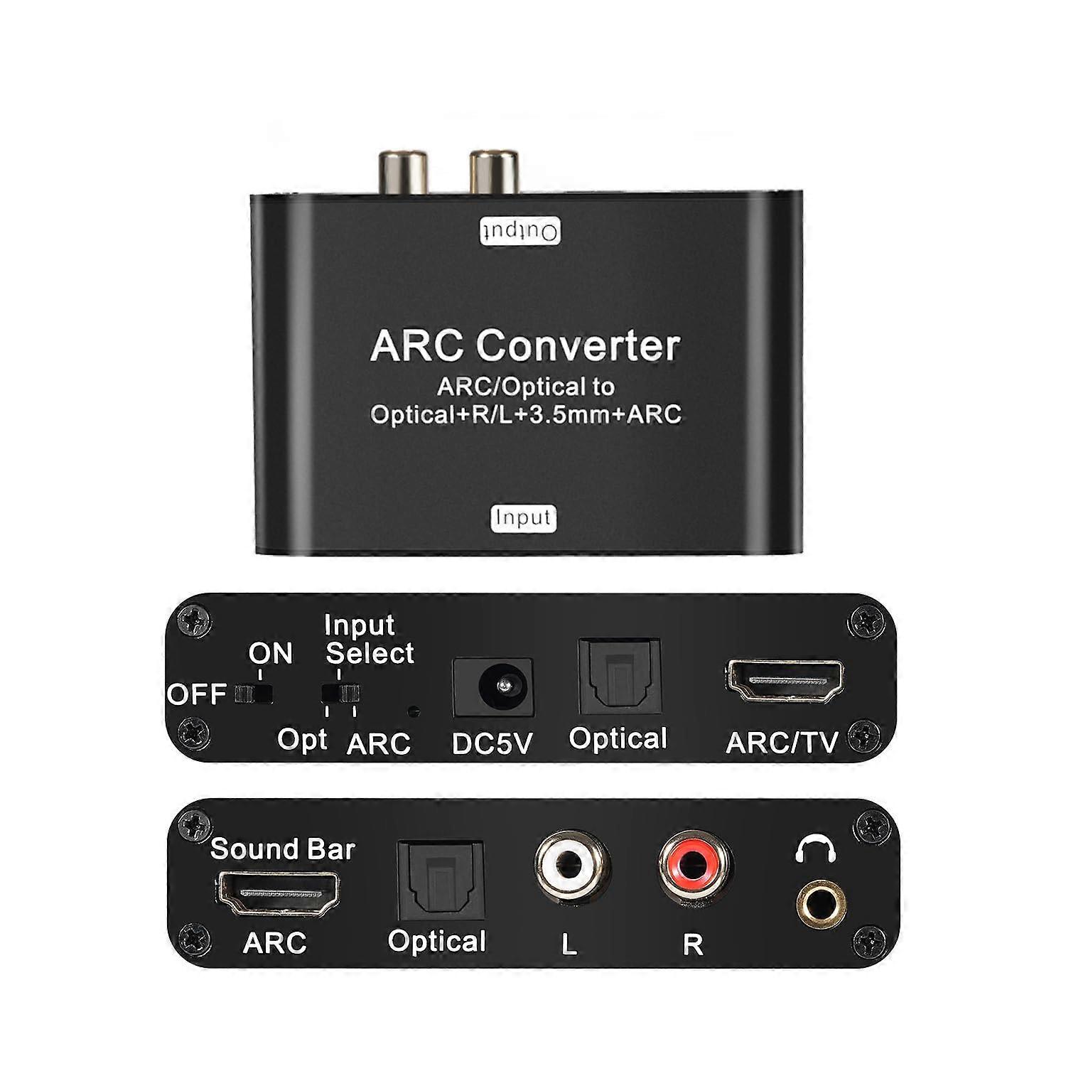 HDMI ARC Audio Extractor with Optical Coaxial RCA and 3.5mm Output, 192kHz DAC Converter