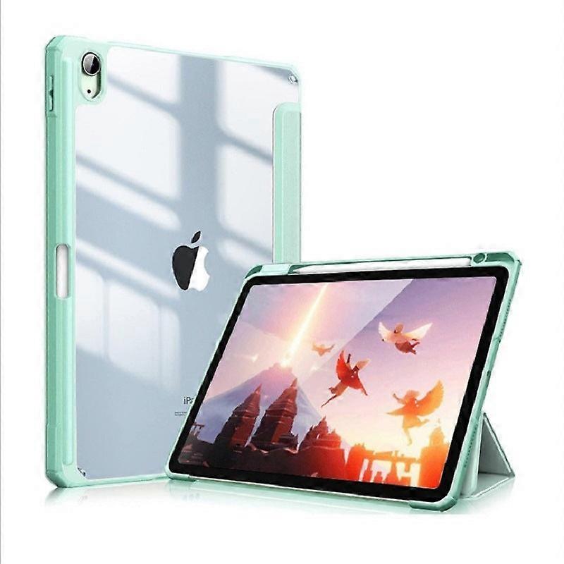 Capa elegante para iPad 2025 de 11 polegadas em couro verde matcha nº 1034