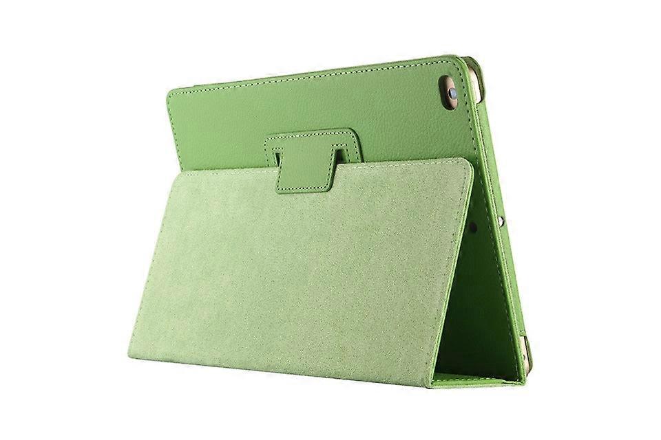 Capa de couro com textura de lichia verde e suporte duplo para iPad Air 4 de 10,9 polegadas.