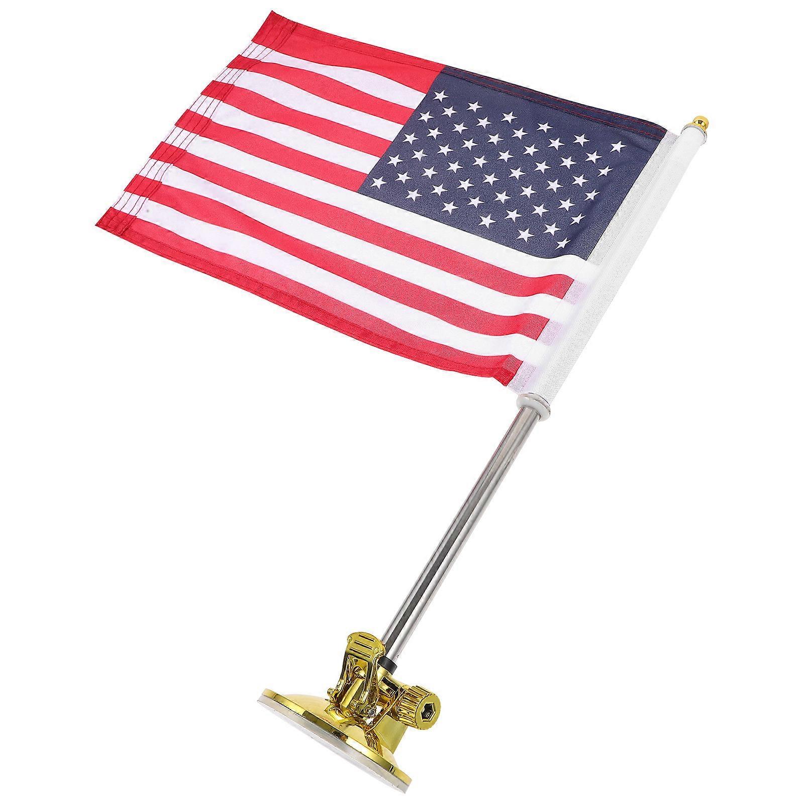 Outdoor Flag Display Bracket With Strong Suction Cup For Vehicle Use In Telescopic Shape With American Flag Decoration 4Set
