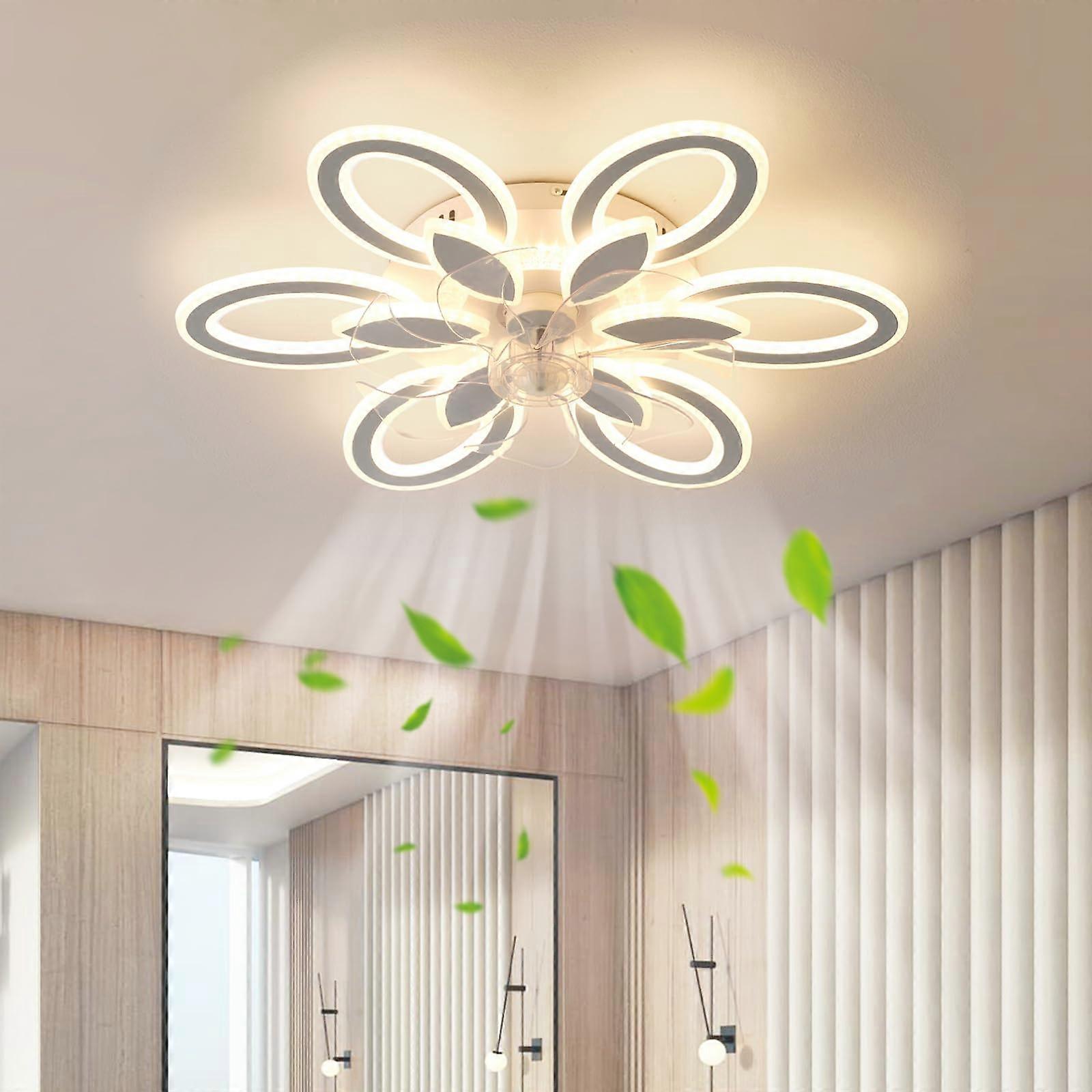 Flush Mount Ceiling Fan with Light, Low Profile LED, Remote, 6Speed Silent Reversible Motor Ref:4437