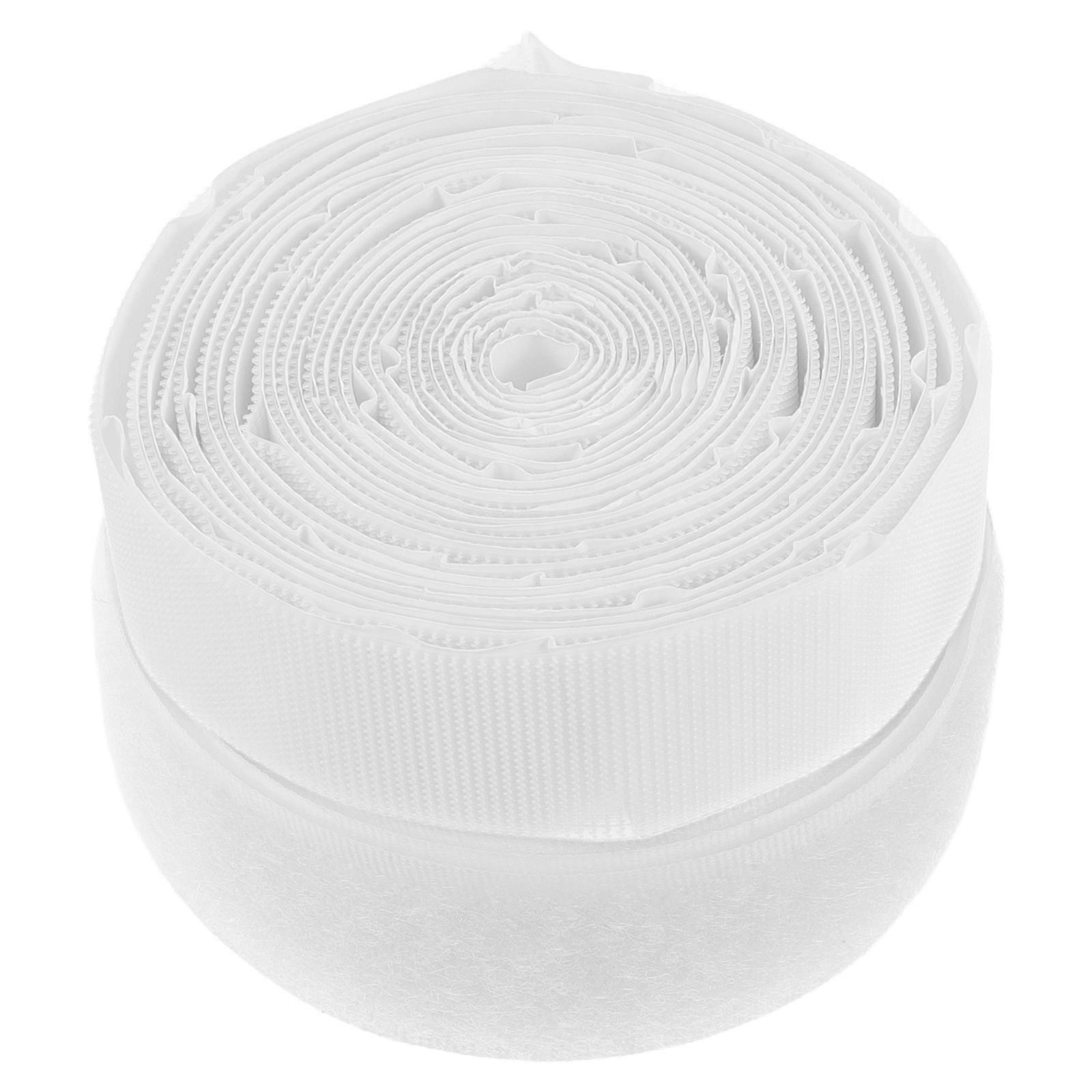 White Strong Adhesion Double Sided Hook and Loop Tape for Curtains and Doors 1 Roll
