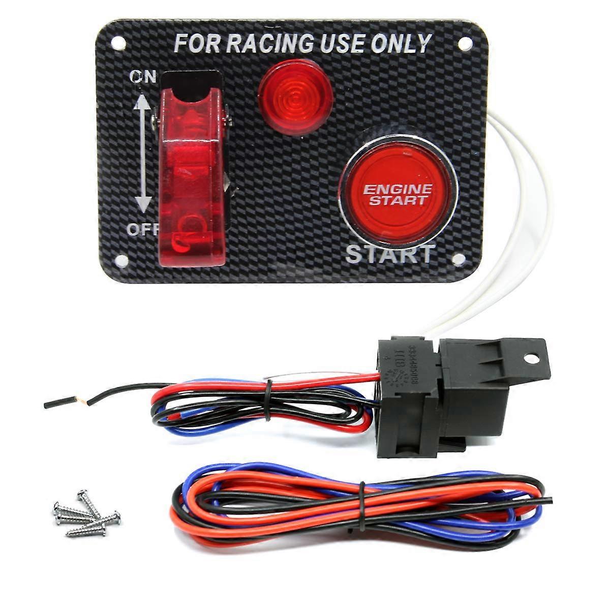 12V Engine Start Ignition Switch Panel with LED Toggle and Push Button for Racing Car Boat Truck