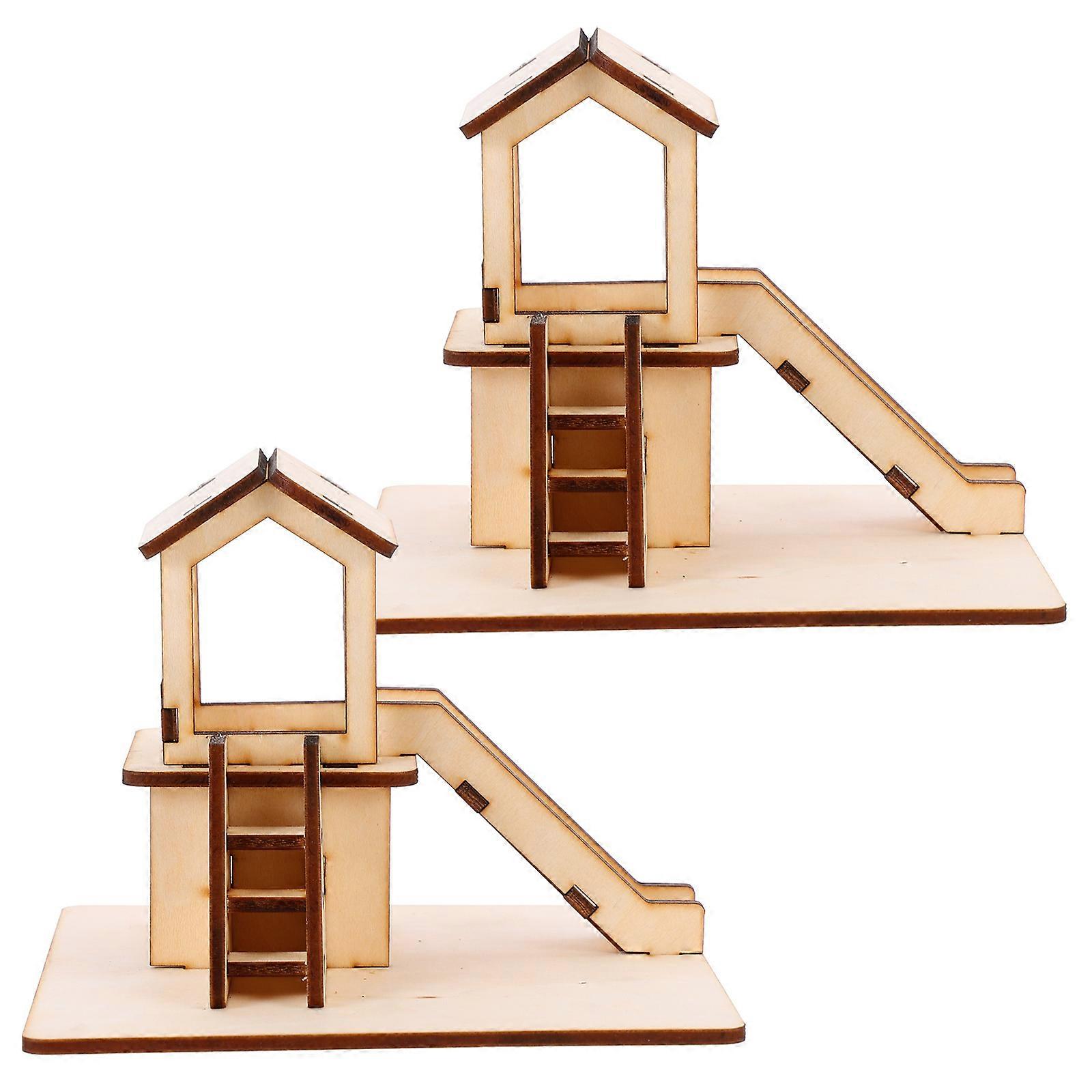 DIY Wooden Slide Model Toy for Children Assembly 2Sets Educational Kit