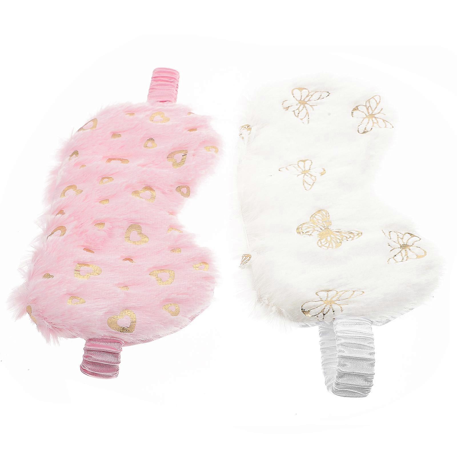 White Lightproof Eye Cover for Protection 2Pcs Plush Eye Protector