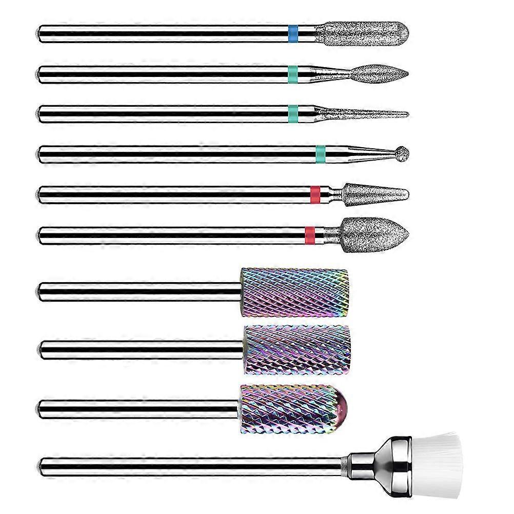 Nail Grinding Heads Manicure Drill Bits for Nail Polishing 10Pcs Kit