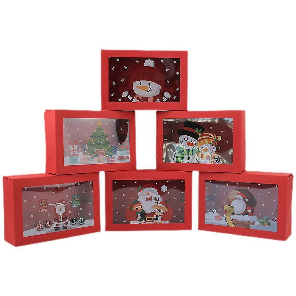 Red Christmas Gift Boxes for Treats Packaging 6Pcs Paper Material