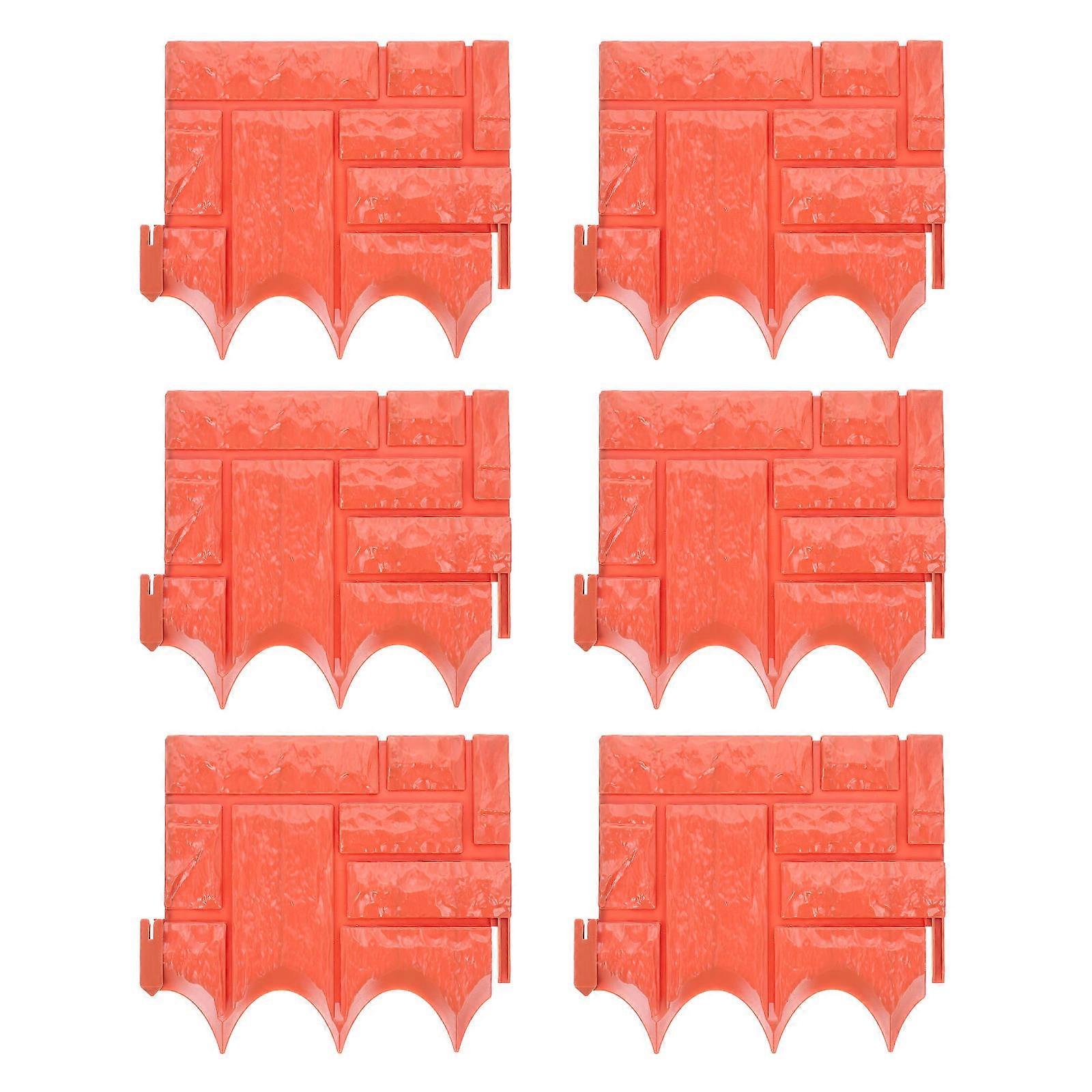 Red Plastic Garden Edging Borders for Decoration Easy Installation Flower Bed Border 6Pcs