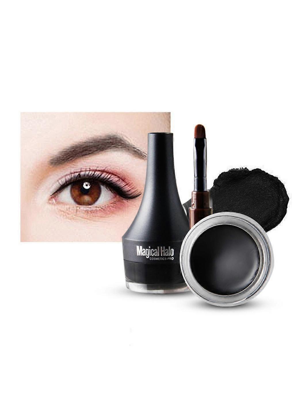Cream Eyeliner with Brush, Long Lasting Smudgeproof Gel Formula for Smooth Precise Eye Makeup