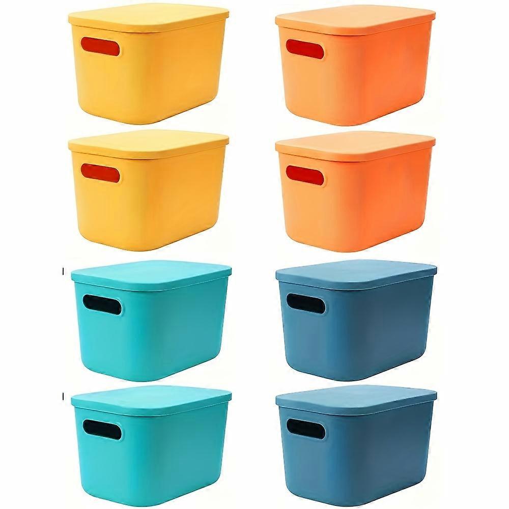 8-Pack Modern Stackable Storage Bins with Lids -  Polypropylene Organizer Containers with Handles