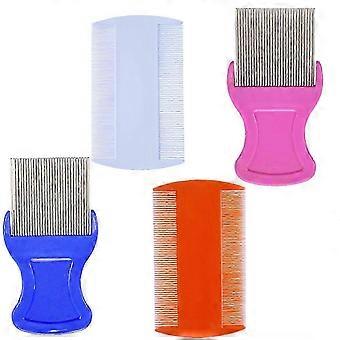 4 pcs cabeça pente de cabelo incluindo 2 peças pente de cabelo dupla face 2 peças remoção pente de caspa com dentes de metal