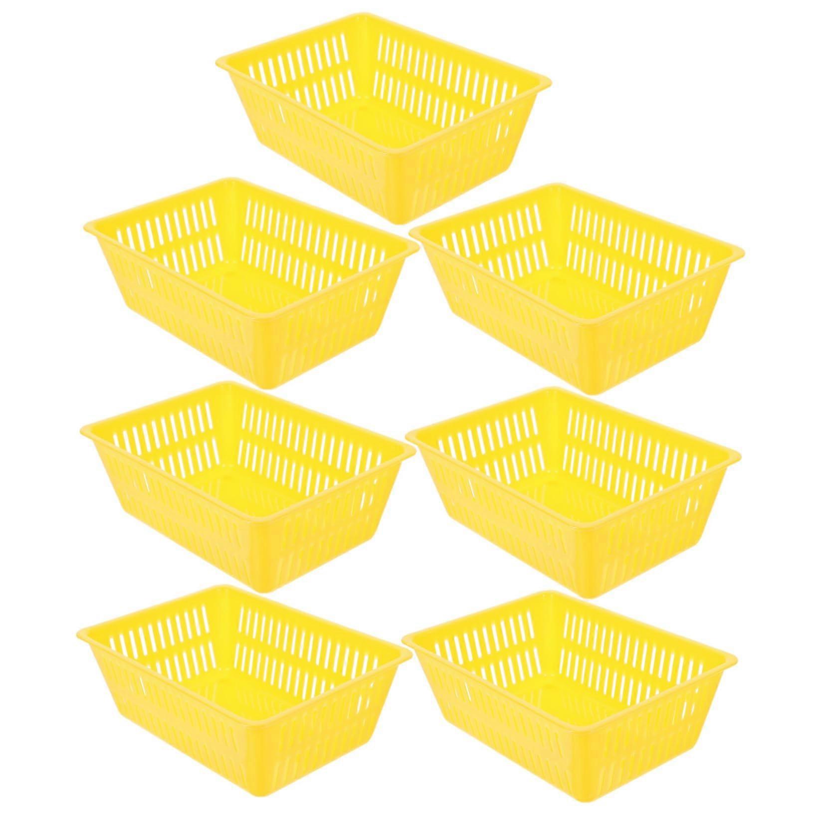 7pcs Red Plastic Storage Basket Set Large Capacity Durable Desktop Organizer for Home and Office