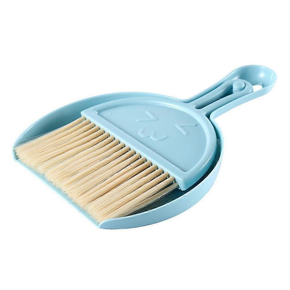 Mini Broom and Dustpan Set Compact Desk Sweeper for Office Tabletop Cleaning Brush Blue