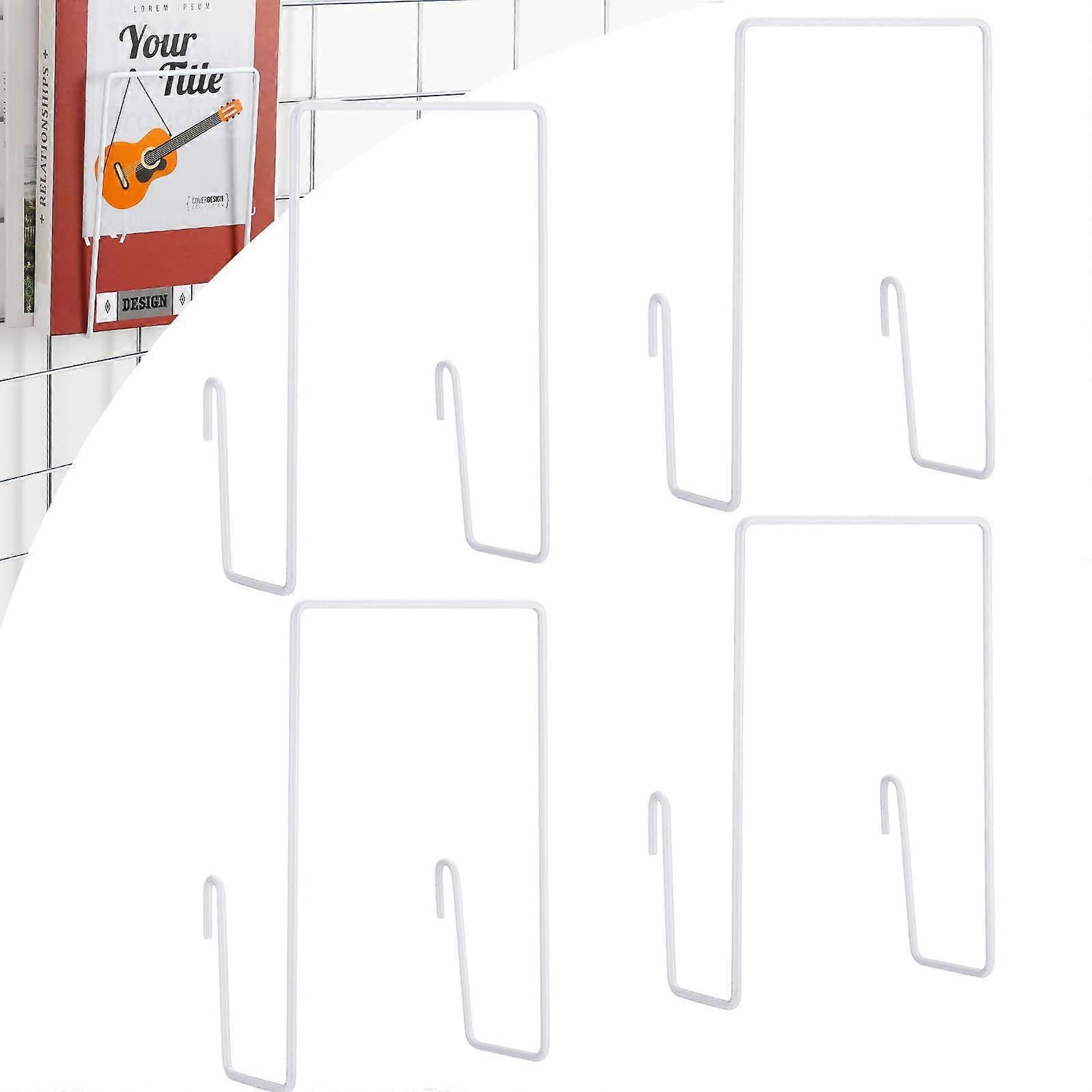 4 Pack White Gridwall Shelf Set with Wire Magazine Holder for Wall Mounted Display and Storage