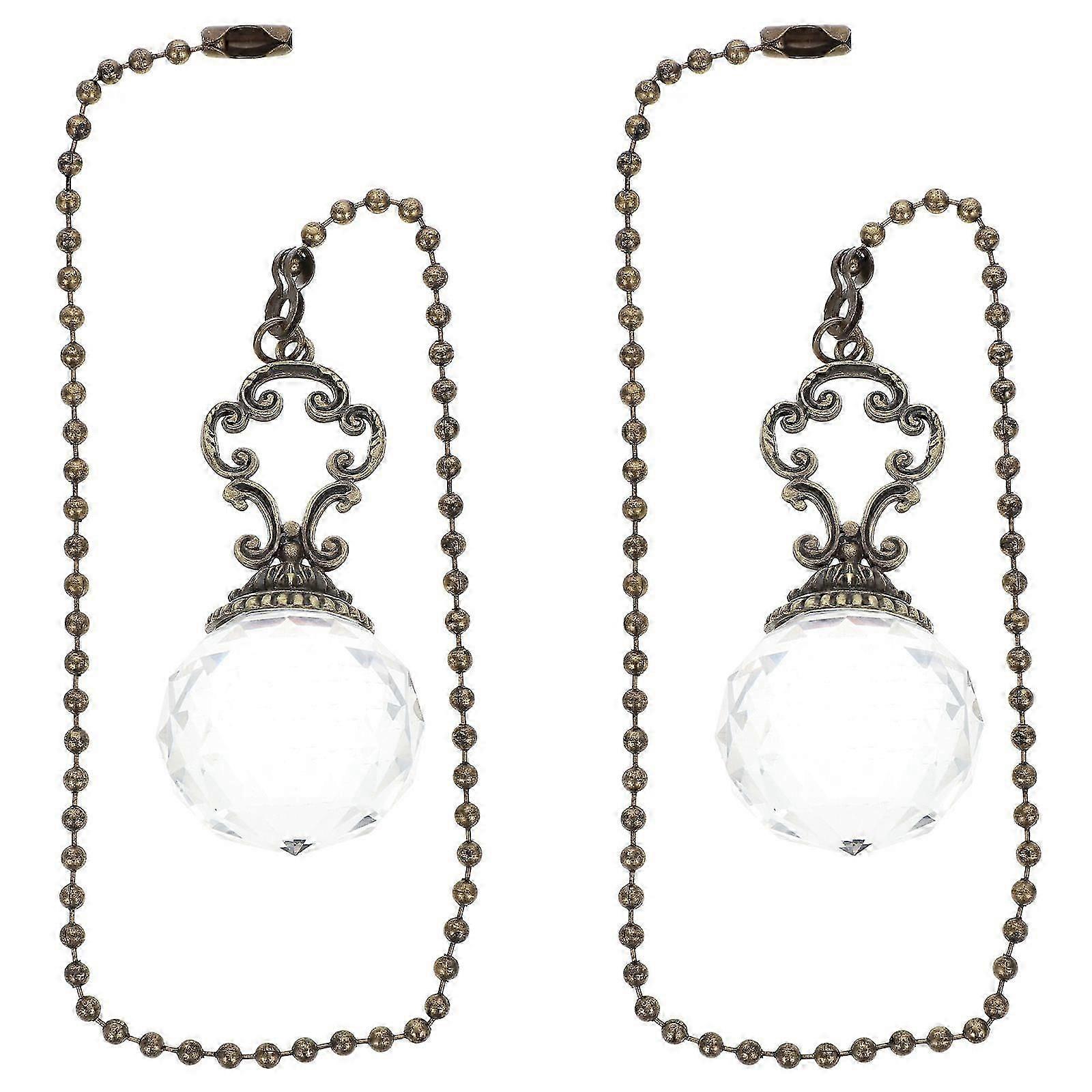 Crystal Ceiling Fan Pull Chain Decorative Fan Chain Pulls Pendant Pull Chain For Workshop Store Cafe Home Bathroom 2Pcs