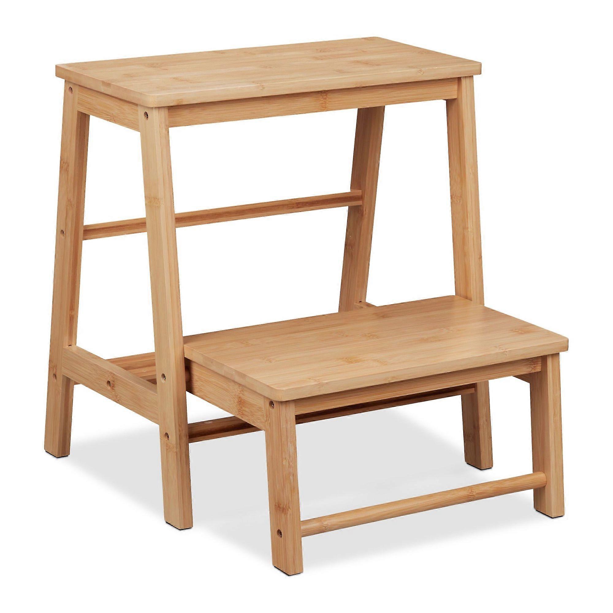 Folding bamboo stair stool