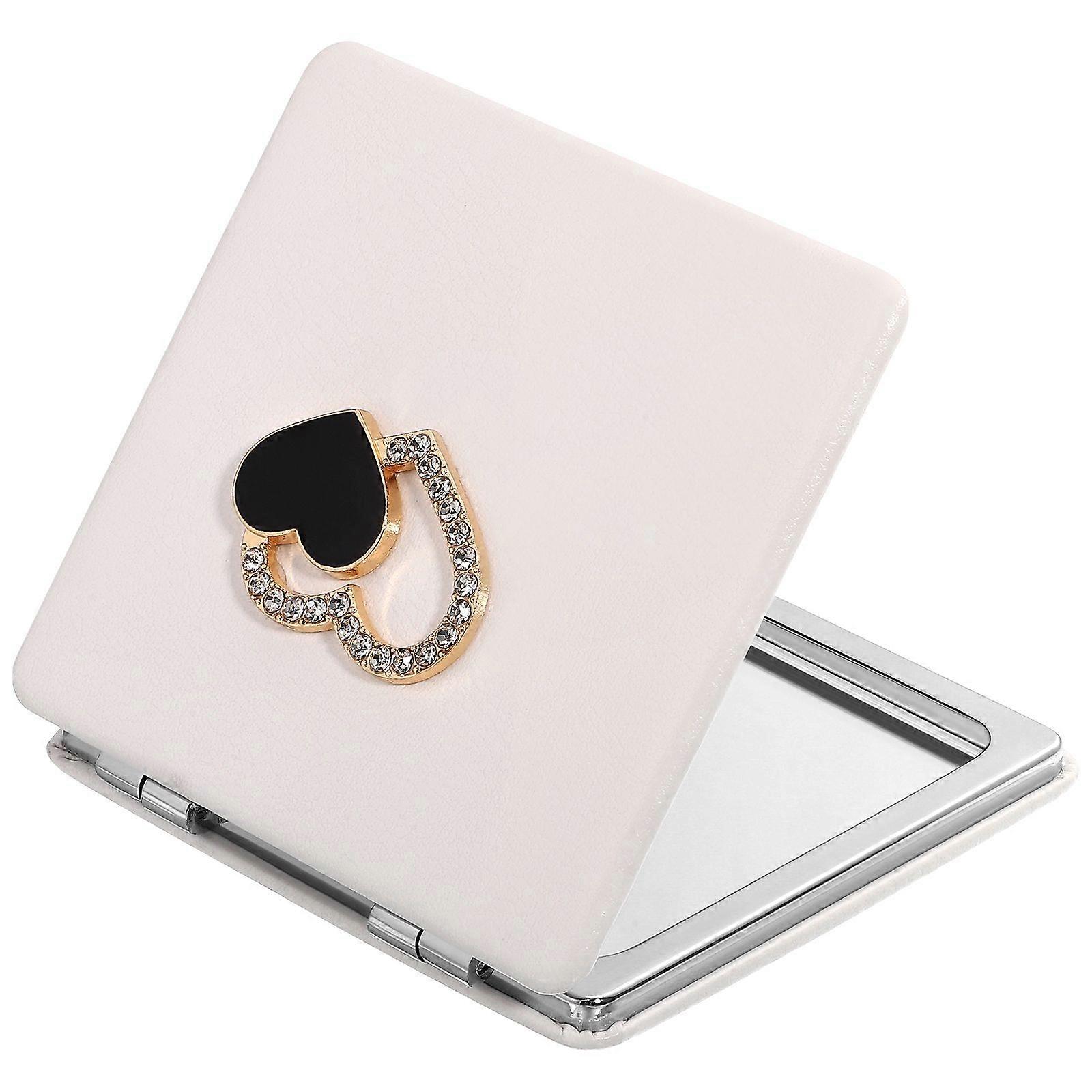 1PC Compact Folding Makeup Mirror Mini PU Leather Cosmetic Mirror Carry Mirror