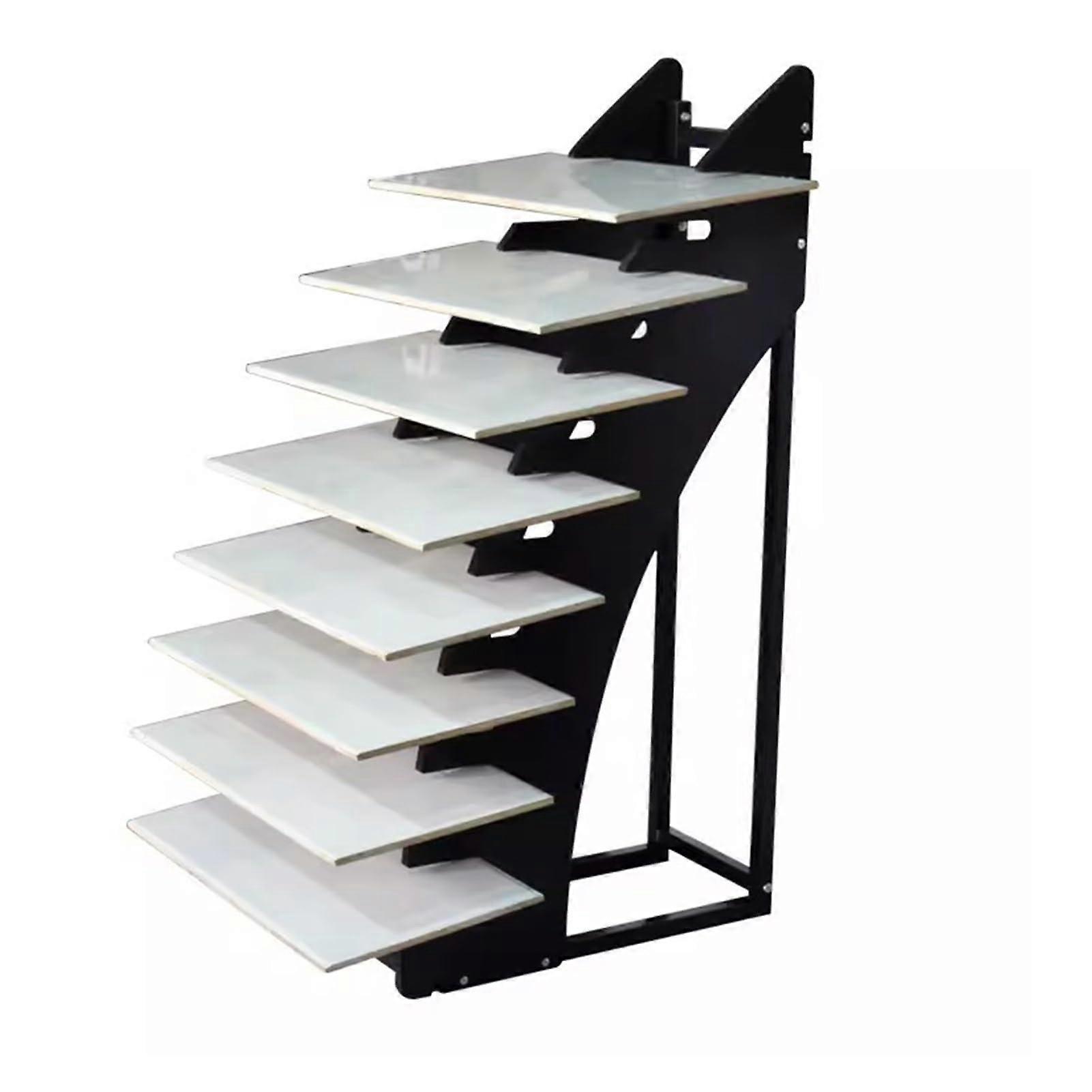 Tile Display Rack Metal Floor Tile Storage Stand SpaceSaving Vertical Organizer Black 28x