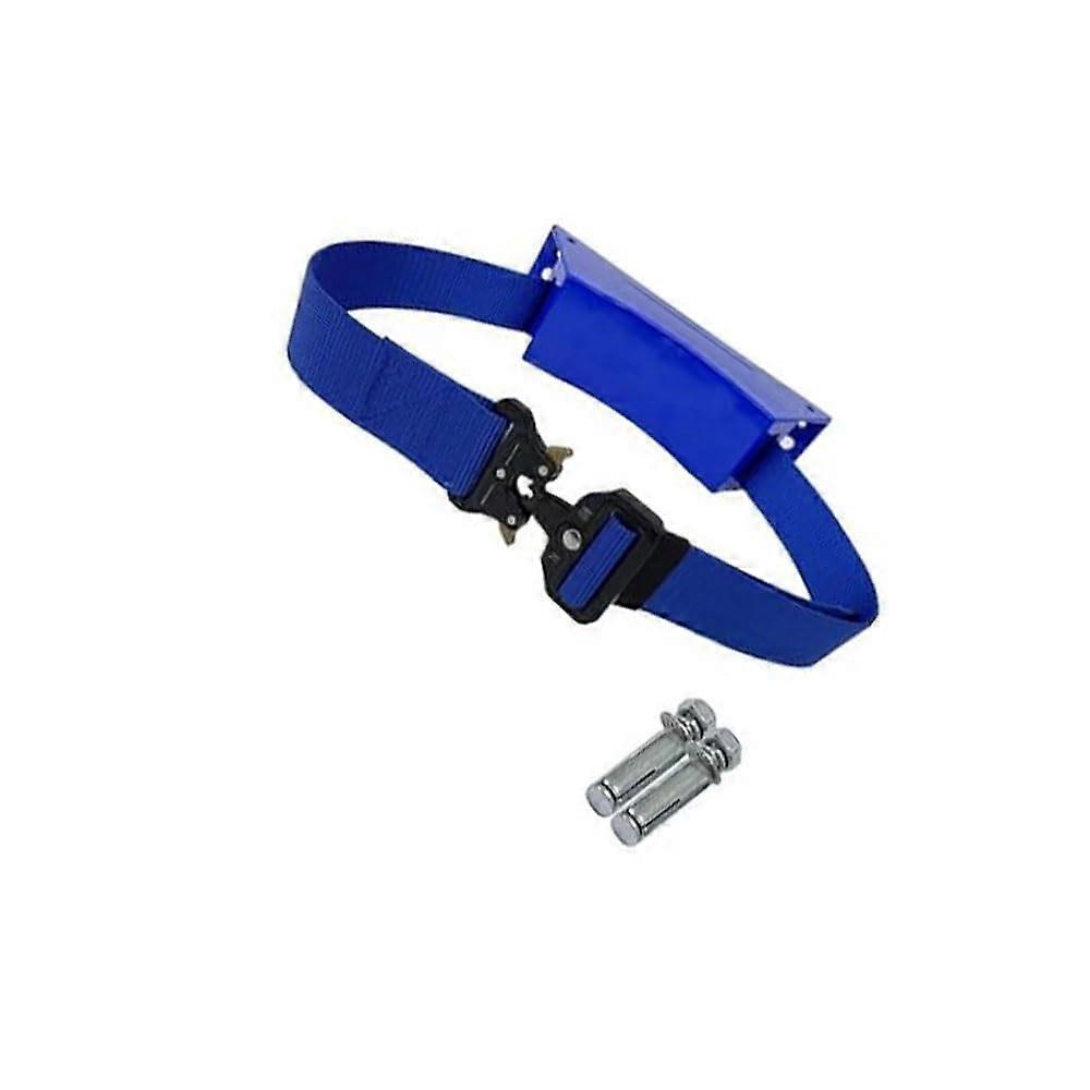 Adjustable Oxygen Tank Holder with Secure Chain, Blue Wall Mount for Propane and Nitrogen Cylinders