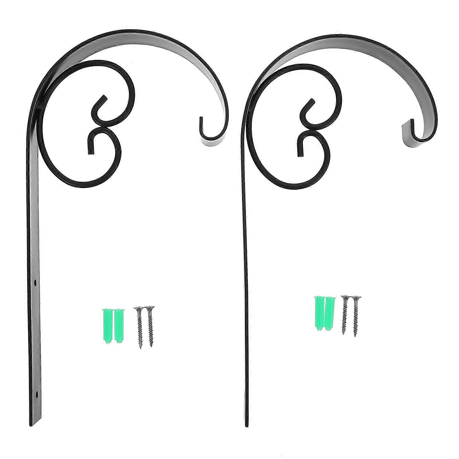 Hanging Plant Bracket Iron Flowerpot Rack for 2Sets Wall-Mounted