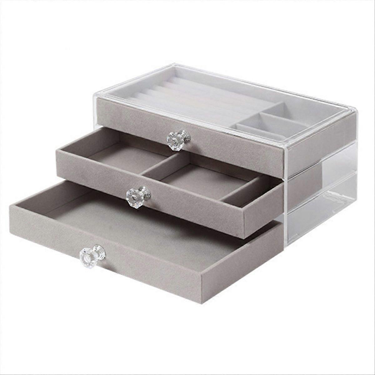 three drawer desktop jewelry storage box