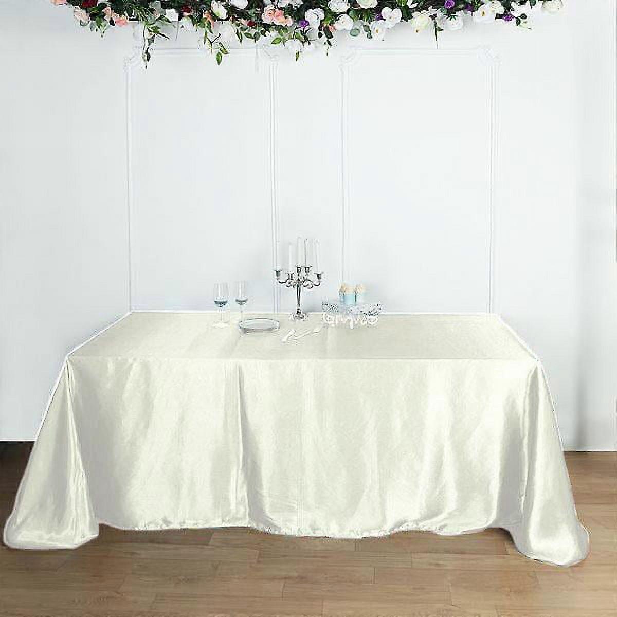 BalsaCircle 90" x 156" Satin Rectangular Tablecloth Ivory