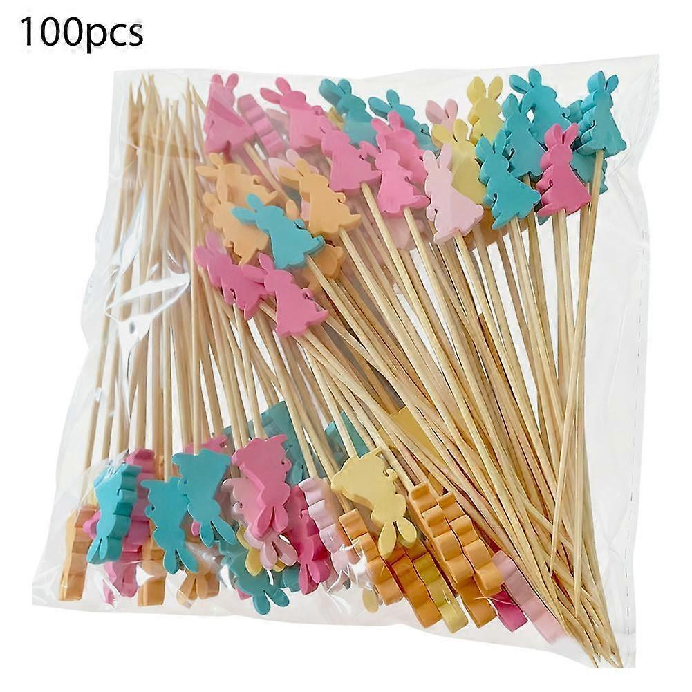100Pack Easter Toothpicks for Appetizers Natural Bamboo Cocktail Picks for Cake)