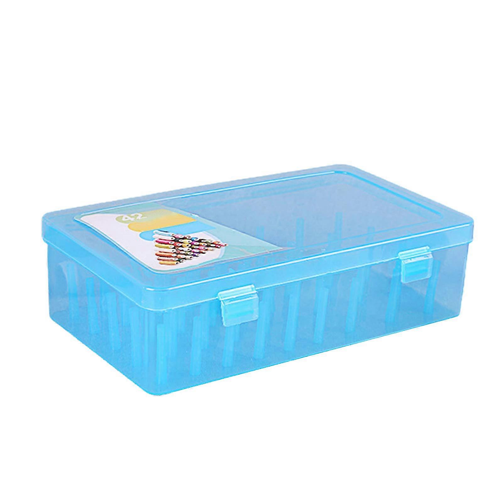 Sewing Thread Storage Box 42 Spool Organizer Transparent EasyView Compact SpaceSaving Design Blue