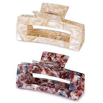 Large Tortoise Shell Hair Claw Clips 4.1 Inch Cellulose Acetate Strong Grip for Thick Curly Hair Women 2 Pack