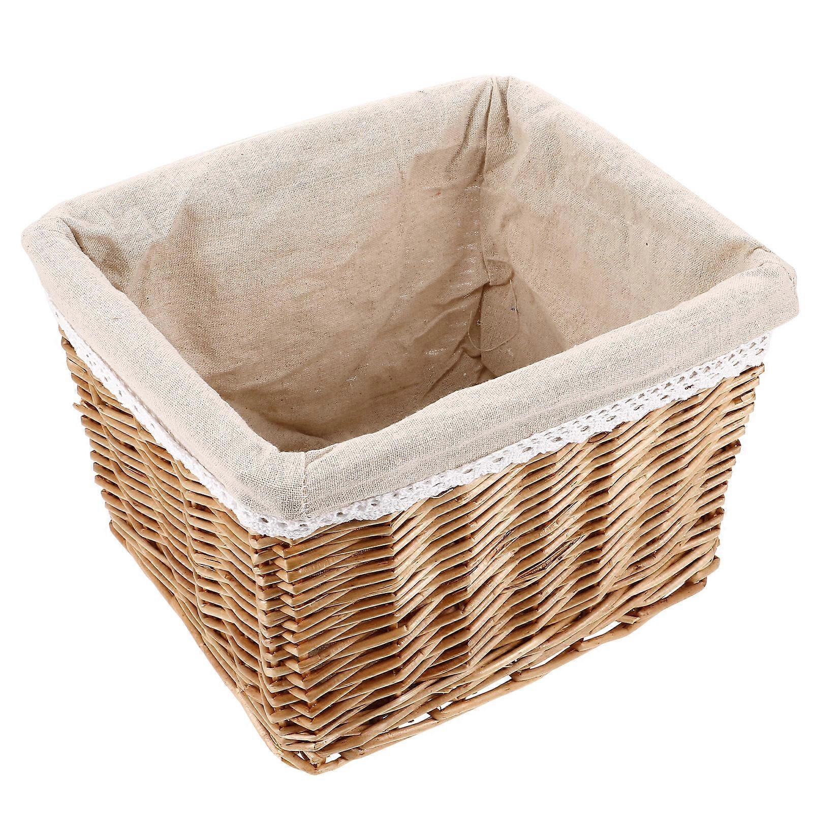 Light Brown Wicker Storage Bin Rectangular Basket for Storage Use One Unit