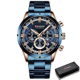 CURREN Miesten kello Top Brand Luxury Sports Quartz Miesten kellot Täysi teräs vedenpitävä kronografi rannekello Miehet Relogio Masculino