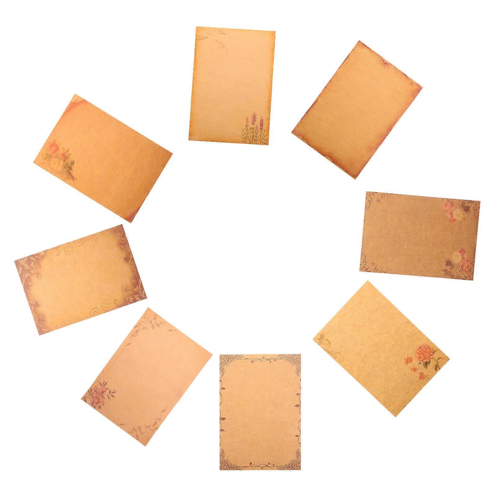 Briefpapier mit Blumenrand, 4er-Pack, Vintage Hellbraun